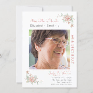 Feminine Floral Geburtstag Einladung