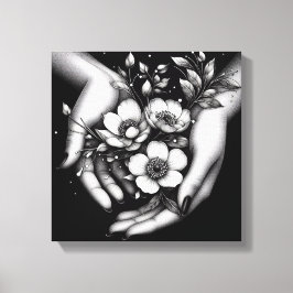 Feminine Floral Hand Minimalist Aesthetic Wall Art Leinwanddruck
