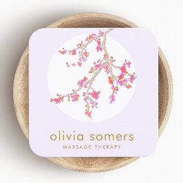 Feminine Floral Pink Cherry Blossom Quadratische Visitenkarte