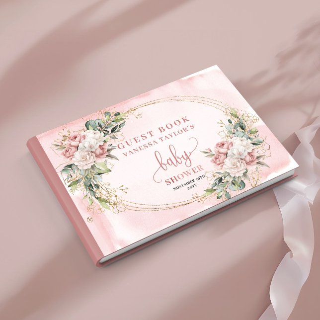 Feminine Floral Rose Gold Greenery Guest Book Gästebuch (Feminine Floral Rose Gold Greenery Guest Book)