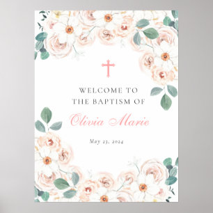 Feminine Floral Taufe Willkommen Poster