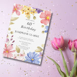 Feminine Floral Wreath 60. Geburtstagsparty Einladung<br><div class="desc">Dieses klassisch-elegante Design,  das mit lebendigen Aquarellfarben und Grün besticht,  ist der ideale Set für alle Altersgruppen oder Meilensteine. Es ist leicht anpassbar und eignet sich ideal für gemeinsame Party oder Einzelgeschäfte. Machen Sie Ihre Veranstaltung unvergesslich mit dieser bezaubernden Einladung,  die das Wesen der Freude und des Feierns einfängt.</div>