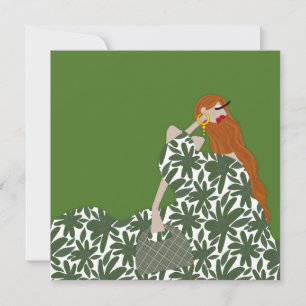 Feminine Florale Mode-Illustrationskunstkarte Einladung