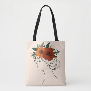 Feminine Floraltasche – Blumenillustration Tasche