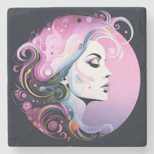 "Feminine Flourish" Damen-Schönheit Steinuntersetzer