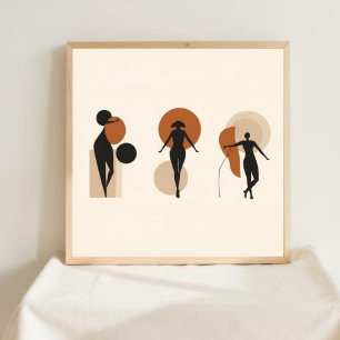 Feminine Geometrische Linien Kunst Set Poster