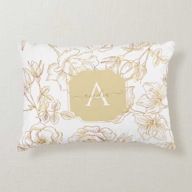 Feminine Glaine Moderne goldene Monogrammbezeichnu Dekokissen (Vorderseite)