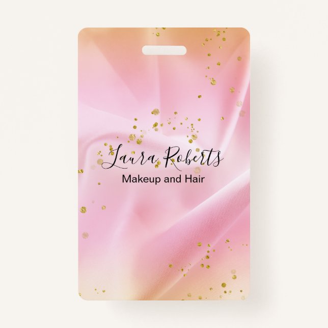 Feminine Gold und Pink Glitzer Pocket Ausweis (Vorderseite)