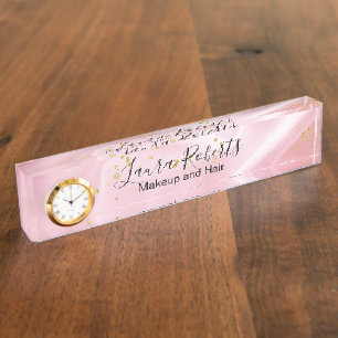Feminine Gold und Rosa Glitzer Namensplakette