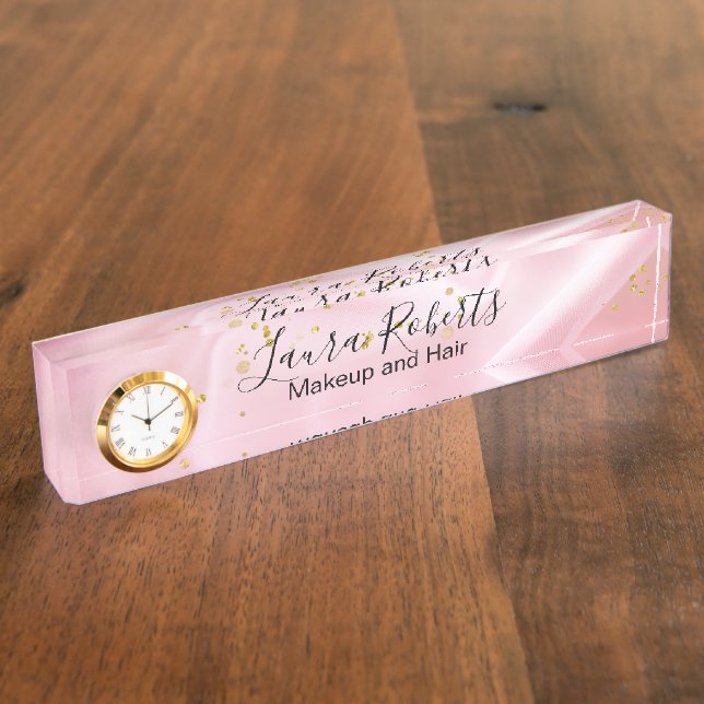 Feminine Gold und Rosa Glitzer Namensplakette (Seite)
