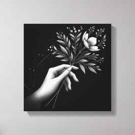 Feminine Hand with Elegant Floral Stem Leinwanddruck