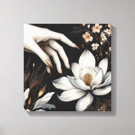 Feminine Hand with Magnolia Flower Art Leinwanddruck