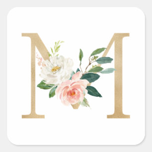 Feminine Imitat Goldfolie Blumenzange Monografie Quadratischer Aufkleber