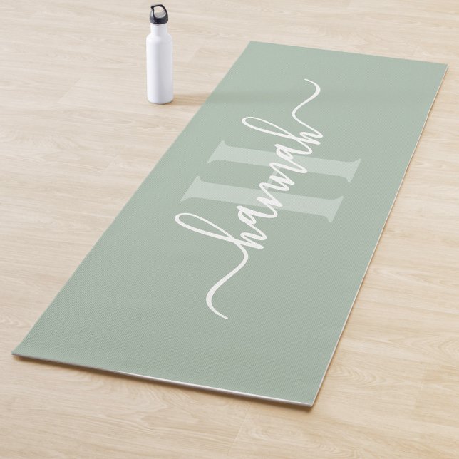 Feminine Large Monogram Script Yogamatte (Von Creator hochgeladen)