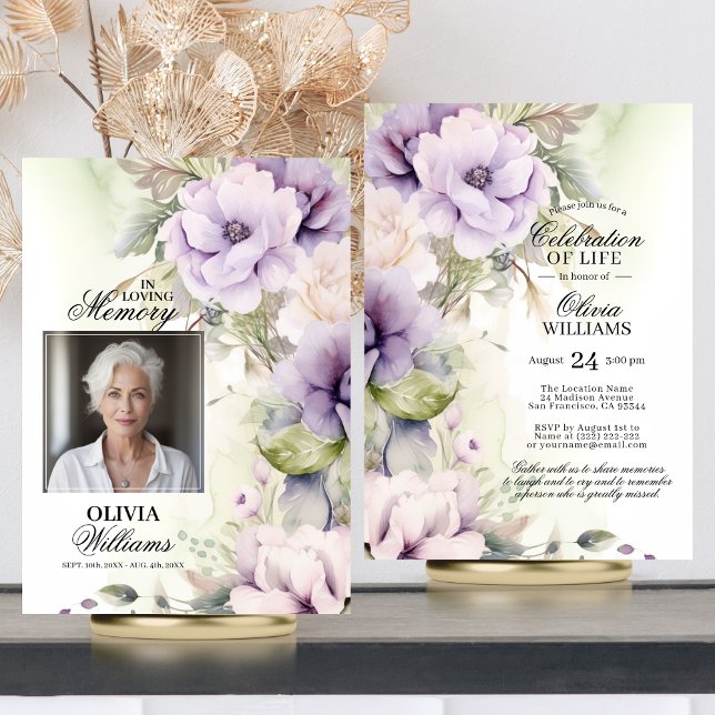 Feminine Lavender Celebration of Life | FOTO Einladung (Feminine Lavender Celebration of Life  PHOTO Invitation)