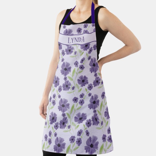 Feminine Lila Green Floral Kitchart Schürze (InSitu)