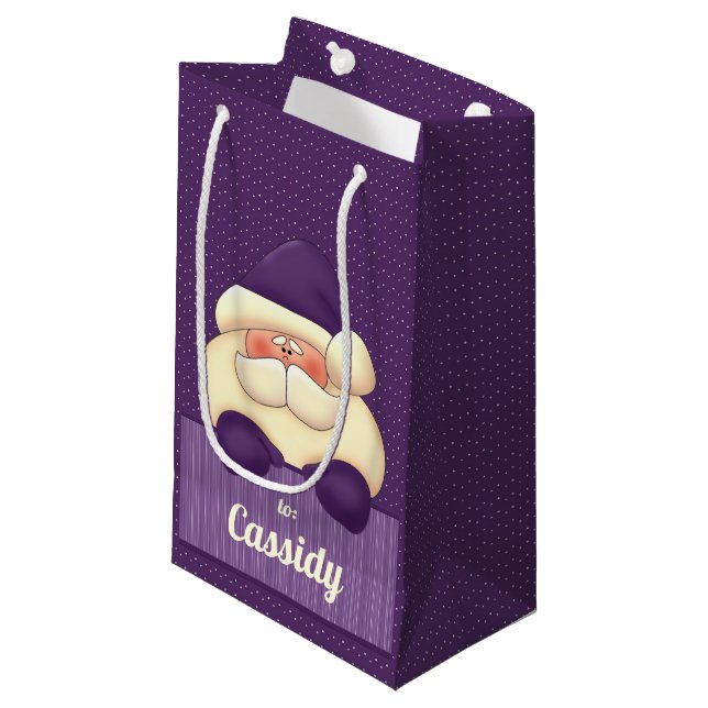 Feminine Lila Weihnachten Kleine Geschenktüte (Vorderseite Schrägansicht)