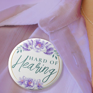 Feminine Lila Wilde Rosen Florale Schwerhörigkeit Button