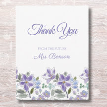 Feminine Lilac Floral Brautparty Dankeschön Karte