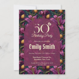 Feminine Lilies Sparkle Surprise Birthday Einladung