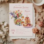 Feminine Lunch Blume Bridesmaids Einladung<br><div class="desc">Weibliche Brautmädchen Luncheon Einladung illustriert mit Salat Sandwiches,  Kuchenständer,  Glas Wein und ein Glas Kaugummi aus hübschen Blume. Elegante Typografie und schön ausgeglichen in zarten pachelrosa Farbtönen. Ideal für den Sommerbrunch mit Braut oder Brautjungfrauen,  Nachmittagstee oder Party zum Beispiel.</div>