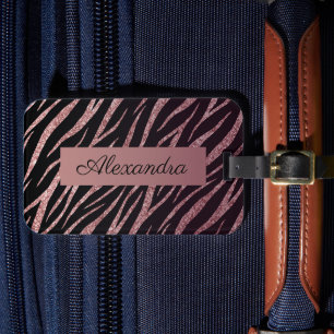 Feminine Luxury Black Rose Gold Klasse Zebra Print Gepäckanhänger