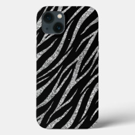 Feminine Luxury Black & Silver Klasse Zebra Print iPhone 16 Hülle