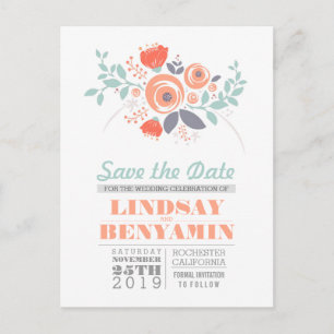 Feminine mignonne floral enregistrer la date carte