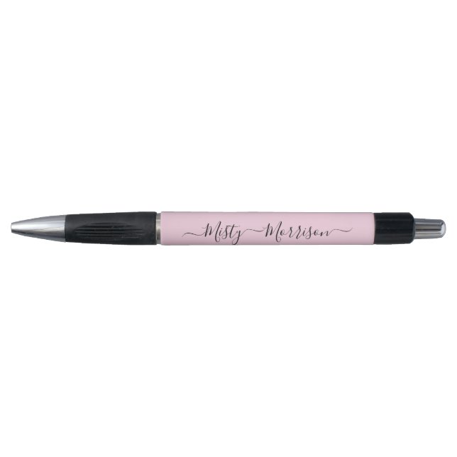 Feminine Minimalistisch Modern Pink Script Individ Kugelschreiber (Vorderseite)