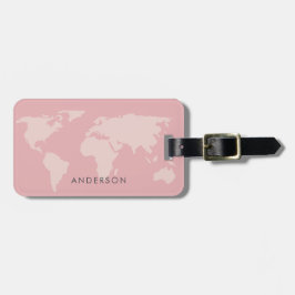 FEMININE MIRLY BLUSH PINK ROSE GOLD WORLMAP GEPÄCKANHÄNGER