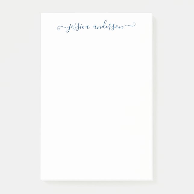 Feminine Moderne Klassik Elegant Navy Blue Script Post-it Klebezettel (Vorderseite)