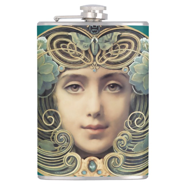 Feminine Nouveau Vintag Beauty Flachmann (Vorderseite)
