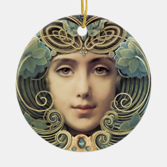 Feminine Nouveau Vintag Beauty Keramikornament (Vorne)