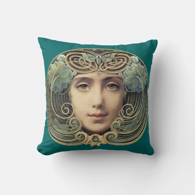 Feminine Nouveau Vintag Beauty Kissen (Vorderseite)