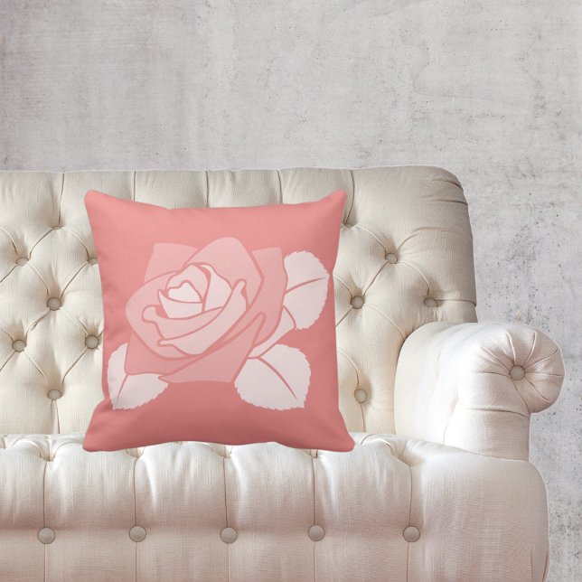 Feminine Pale Red Rose Blossom Silhouette Kissen (Von Creator hochgeladen)
