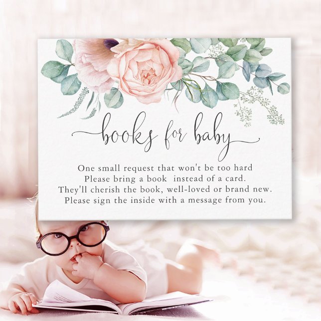 Feminine Pastel Pink Books for Baby Enclosure Card Visitenkarte (Von Creator hochgeladen)