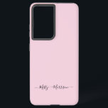Feminine Pastel Pink mit Script-Individuelle Name Samsung Galaxy Hülle<br><div class="desc">Ein schlichtes, stylisches individuelle Name-Typografie-Design in einem lässigen Skript-Schriftart in schwarz auf pastellfarbenem Rosa. Das perfekte Element für den trendigen Minimalisten. Ein auf Trend maßgeschneidertes Geschenk oder Accessoire für jeden Anlass. Debra Valencia, eine visionäre Oberflächenmuster-Künstlerin, Produktdesignerin und Unternehmerin mit Leidenschaft für Weltreisen, Handwerkstraditionen, Pop-Kunst und Mode-Trend, hat ihren eigenen Stil...</div>