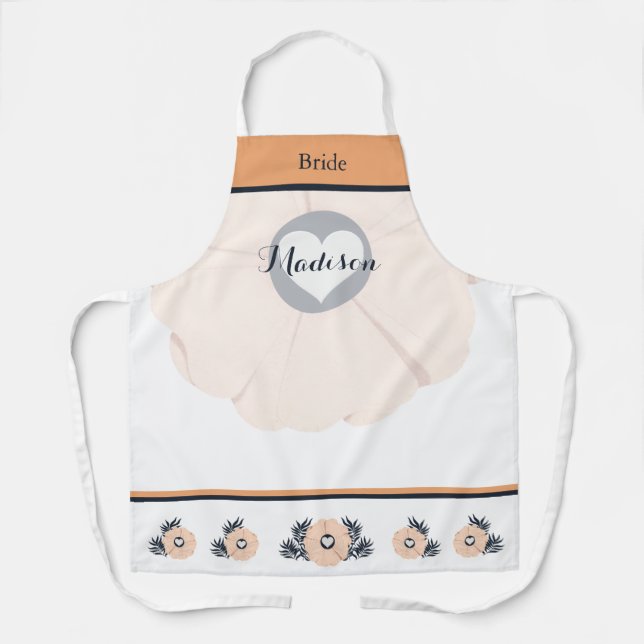 Feminine Peach Blumenbricht Hochzeit Schürze (Vorderseite)