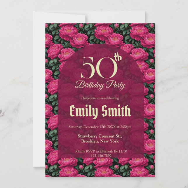 Feminine Peonies Themed Nature-Inspired Parties Einladung (Vorderseite)