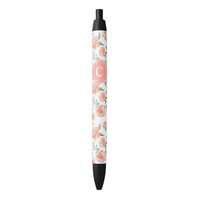 Feminine Pfirsichbläschen mit Ihrem Monogramm Kugelschreiber (Vorderseite Vertikal)