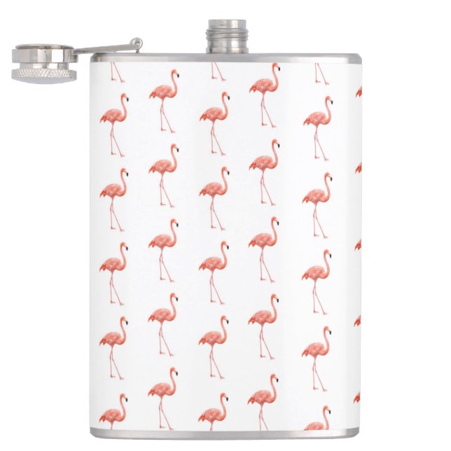 Feminine Pink Flamingo Muster Flachmann (Geöffnet)