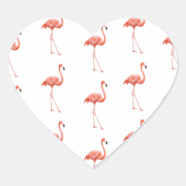 Feminine Pink Flamingo Muster Herz-Aufkleber