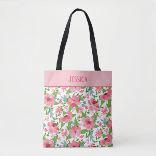 Feminine Pink Floral Muster Tasche
