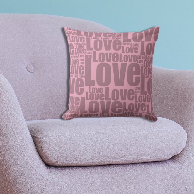 Feminine Pink Liebe Typografie Muster Kissen (Feminine Pink Love Typography Pattern Throw Pillow)