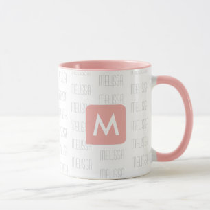 Feminine Pink Monogram Tasse für sie