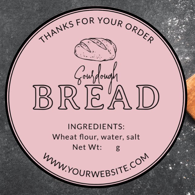 Feminine Pink Sourdough Brot Danke Sticker (Von Creator hochgeladen)
