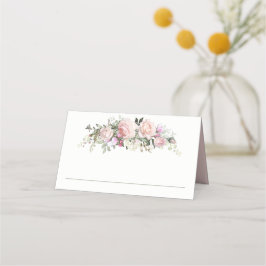 Feminine Pink Summer Rose Garden Platzkarte