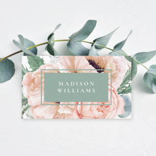 Feminine Pink und Beige Pfeffer Aquarellblume Visitenkarte