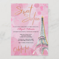Feminine Pink und Gold Eiffelturm Paris Sweet 16