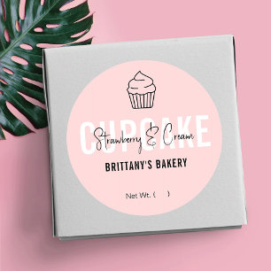 Feminine Pink & White Cupcakes Packungsetiketten Runder Aufkleber
